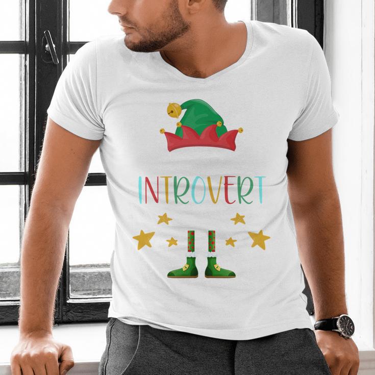 The Introvert Elf Christmas Family Matching Fun Xmas Top Men's V-Neck T-Shirt
