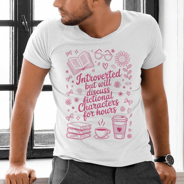 Introvert Fictional Character Read Books Lover Reading Men's V-Neck T-Shirt