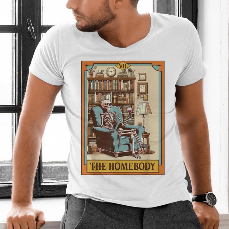 Introvert Homebody Awkward Skeleton The Homebody Tarot Card Men's V-Neck T-Shirt Introvert Homebody Awkward Skeleton The Homebody Tarot Card Men's V-Neck T-Shirt