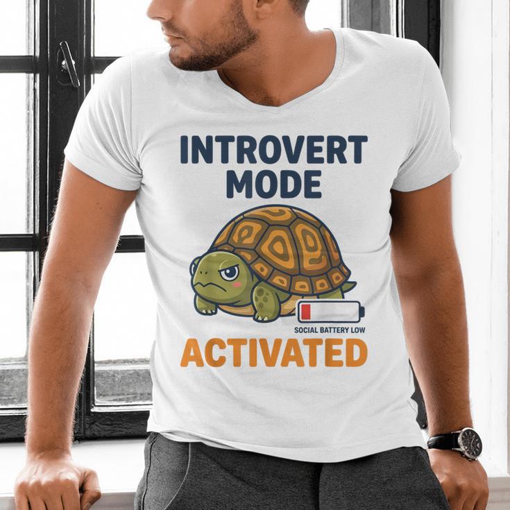 Introvert Mode Activated Low Social Battery Box Turtle Men's V-Neck T-Shirt Introvert Mode Activated Low Social Battery Box Turtle Men's V-Neck T-Shirt