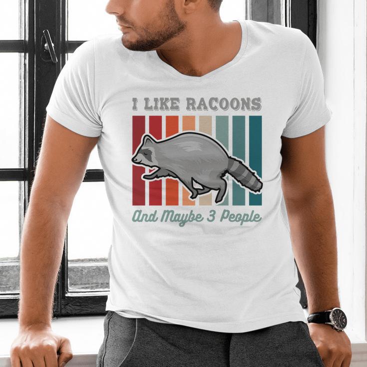 Introvert Raccoon Animal Lover Trash Panda Antisocial Retro Men's V-Neck T-Shirt