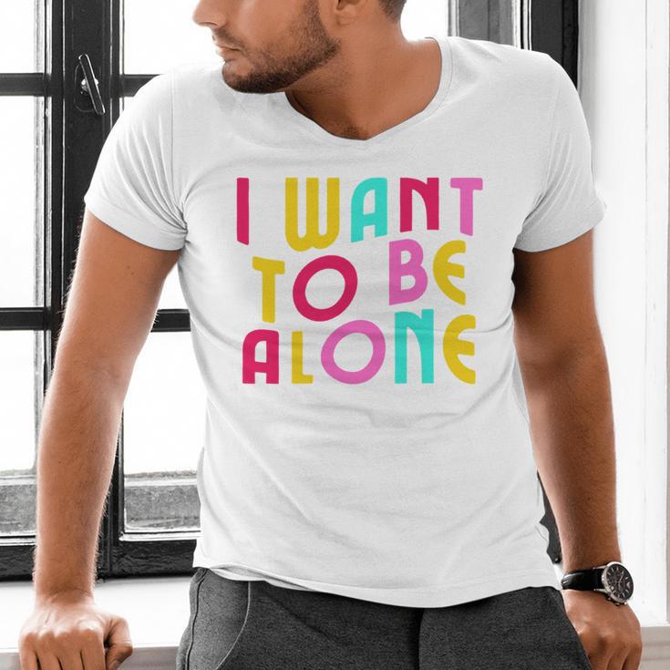 Introvert I Want To Be Alone Retro Wavy Men's V-Neck T-Shirt