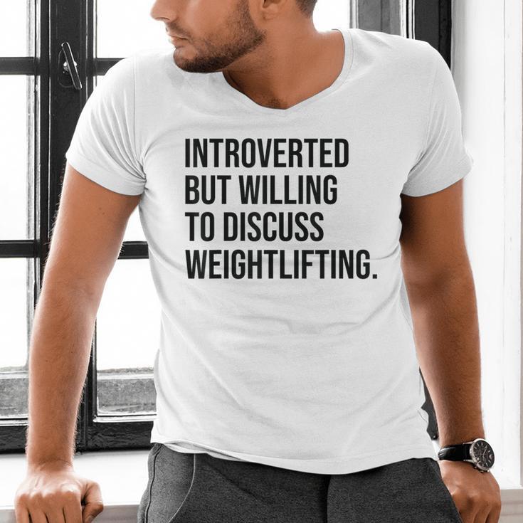 Introverted Weightlifter Gym Weightlifting Introvert Men's V-Neck T-Shirt