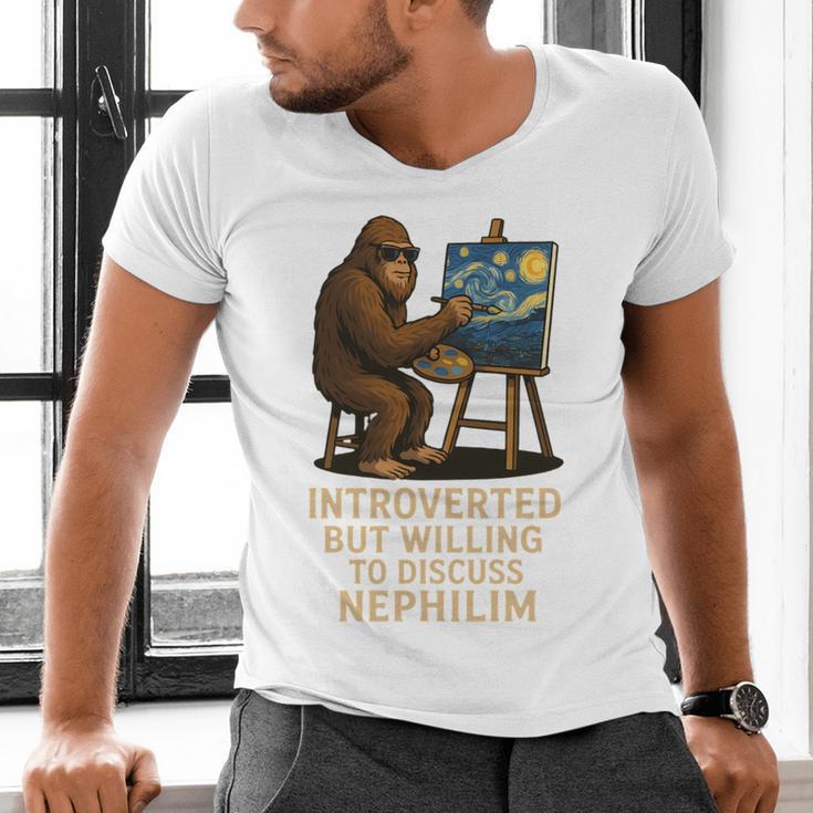 Introverted But Willing To Discuss Nephilim Men's V-Neck T-Shirt Introverted But Willing To Discuss Nephilim Men's V-Neck T-Shirt