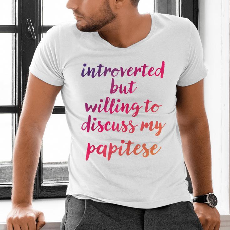 Introverted Willing To Discuss Papitese Introvert Men's V-Neck T-Shirt