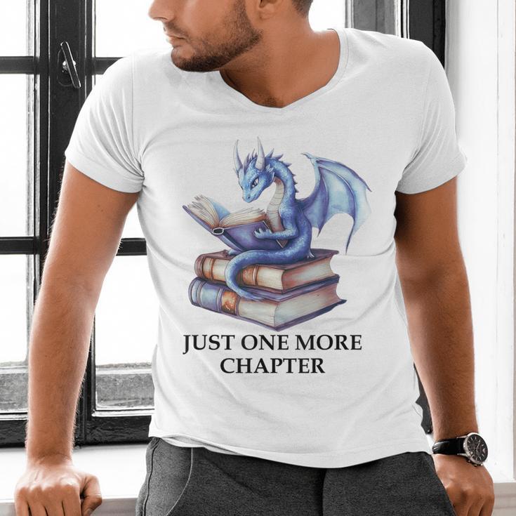 Just One More Chapter Book Dragon Reading Book Lover Bookish Men's V-Neck T-Shirt Just One More Chapter Book Dragon Reading Book Lover Bookish Men's V-Neck T-Shirt