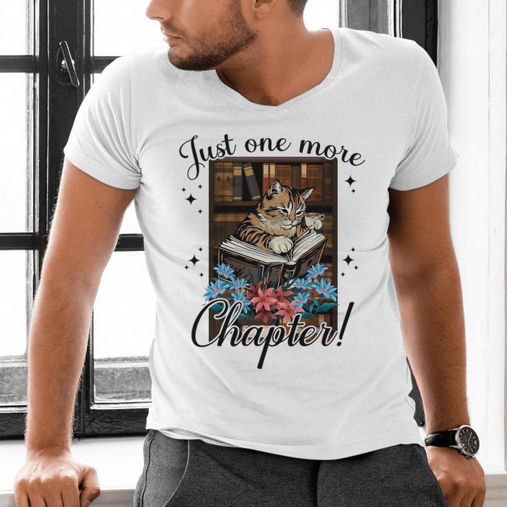 Just One More Chapter Cat Reading Books Coffee Lovers Premium Tri-Blend Men's V-Neck T-Shirt