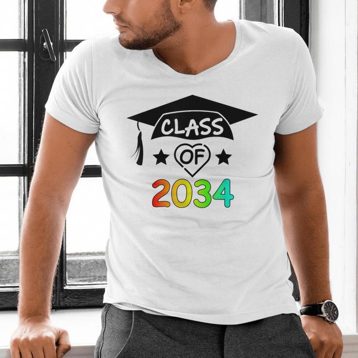 K -12th Grade Hand Prints Space Graduation Class Of 2034 Men's V-Neck T-Shirt