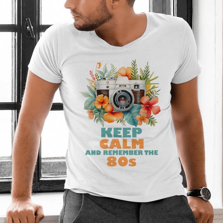 Keep Calm And Remember The 80s Retro Vintage Nostalgia Premium Men's V-Neck T-Shirt