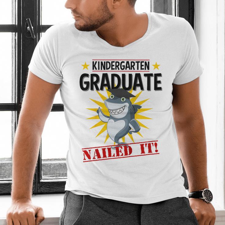 Kids Kindergarten Nailed It Shirt 2019 Shark Graduation Tee Men's V-Neck T-Shirt