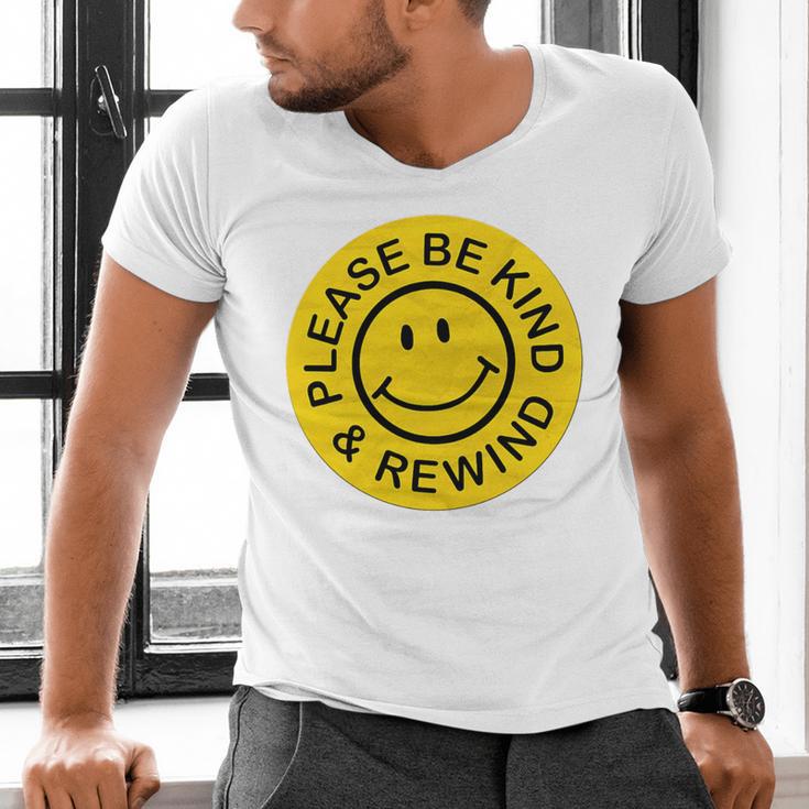 Be Kind Rewind Shirt Retro Nostalgia Sticker 80s 90s Tee Premium Tri-Blend Men's V-Neck T-Shirt