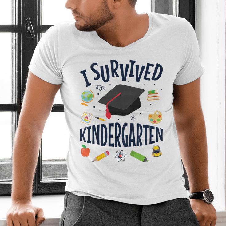 Kindergarten Graduation Shirt I Survived Kindergarten Men's V-Neck T-Shirt