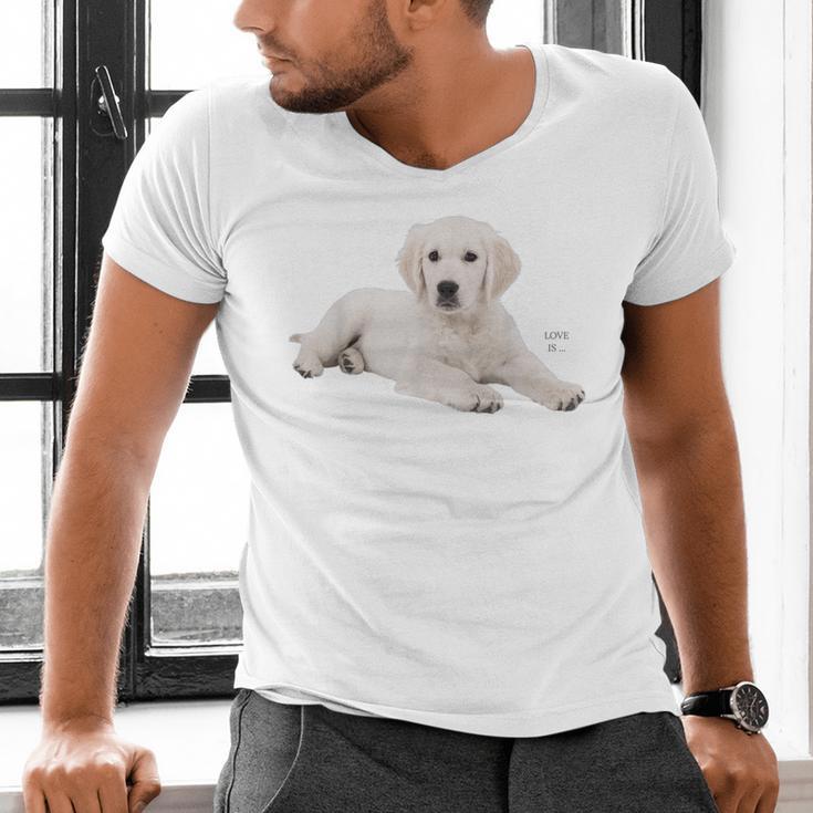 Labrador Retriever Shirt Yellow Love Lab Mom Dog Dad Men's V-Neck T-Shirt