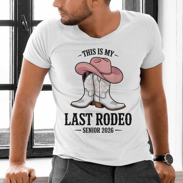 This Is My Last Rodeo Senior 2026 Cowgirl Graduation Men's V-Neck T-Shirt