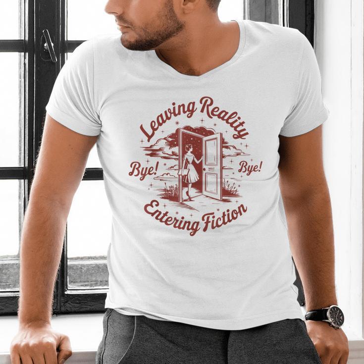 Leaving Reality Entering Fiction Book Lover Men's V-Neck T-Shirt
