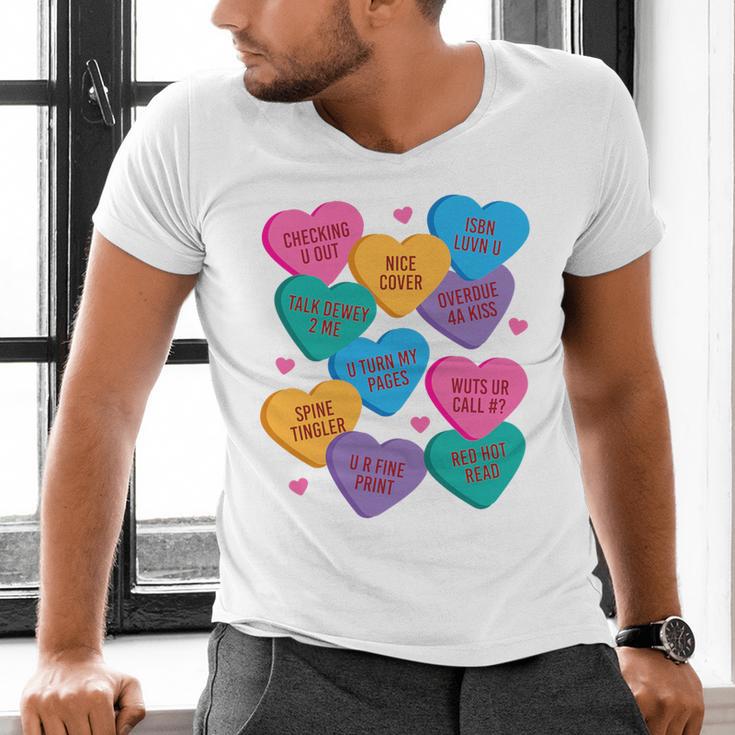 Librarian Shirt Valentines Book Worm Reading Tshirt Premium Tri-Blend Men's V-Neck T-Shirt