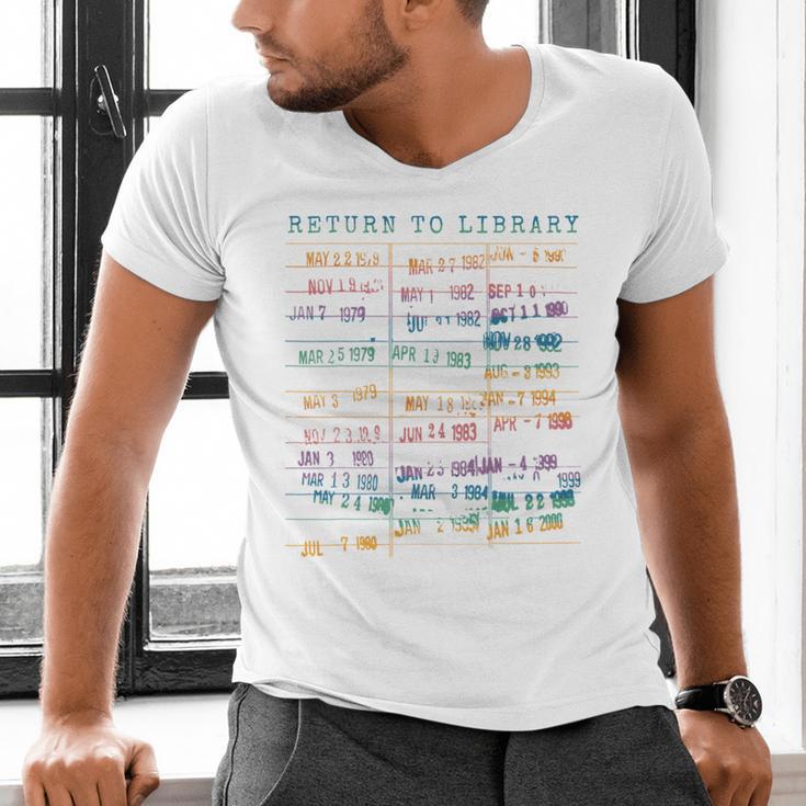 Library Card Vintage Book Due Date Bookish Rainbow Reading Men's V-Neck T-Shirt Library Card Vintage Book Due Date Bookish Rainbow Reading Men's V-Neck T-Shirt