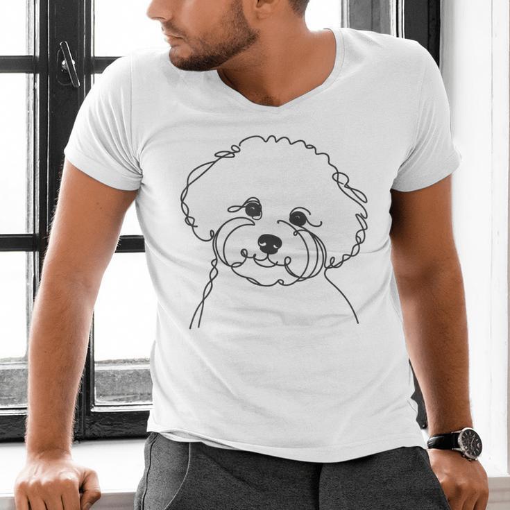 Line Art Dad Mom Dog Bichon Frise Men's V-Neck T-Shirt Line Art Dad Mom Dog Bichon Frise Men's V-Neck T-Shirt