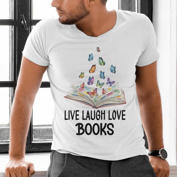 Live Laugh & Love Books Reading Butterfly Book Lover Bookish Premium Men's V-Neck T-Shirt
