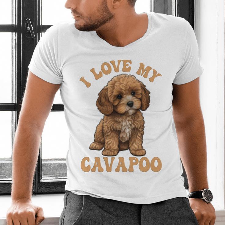 I Love My Cavapoo For Mom Dad Kids Men's V-Neck T-Shirt