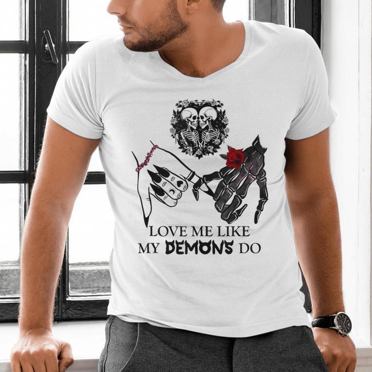Love Me Like My Demons Do Dark Romance Merch Smutty Book Men's V-Neck T-Shirt