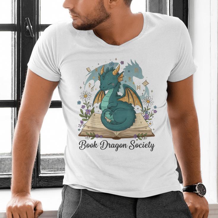 Magical Book Dragon Fantasy Reading Enthusiast Art Men's V-Neck T-Shirt Magical Book Dragon Fantasy Reading Enthusiast Art Men's V-Neck T-Shirt