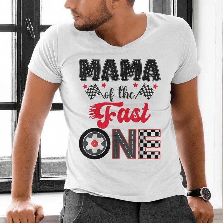 Mama Of The Fast One Car Racing Dad 1St Birthday Boy Men's V-Neck T-Shirt
