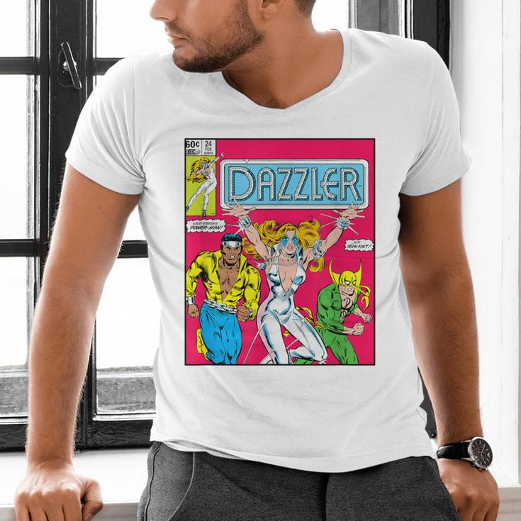 Marvel Universe Classic Dazzler Vintage Comic Book Cover Men's V-Neck T-Shirt
