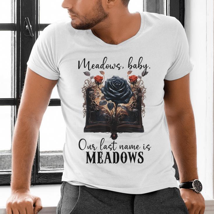 Meadows Baby Our Last Name Is Meadows Dark Romance Smut Book Men's V-Neck T-Shirt