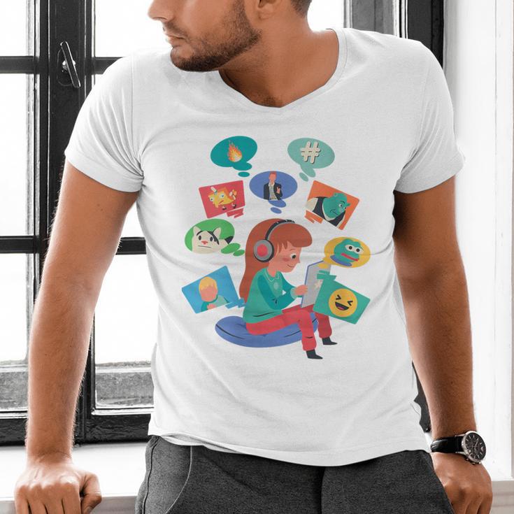 Memes Speak Louder Introvert Anti People Meme Lovers Quiet Men's V-Neck T-Shirt