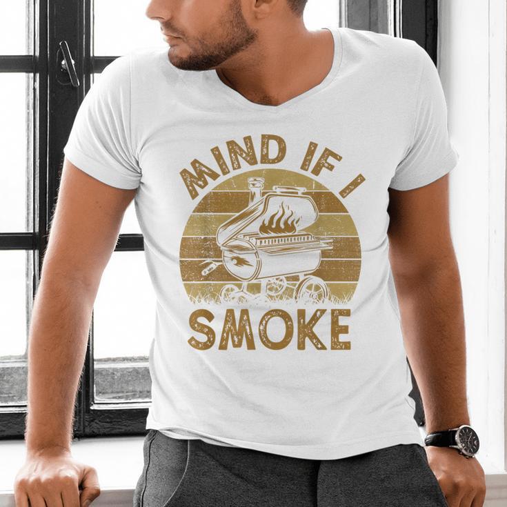 Mind If I Smoke BBQ Barbeque Grilling Chef Dad Men's V-Neck T-Shirt Mind If I Smoke BBQ Barbeque Grilling Chef Dad Men's V-Neck T-Shirt