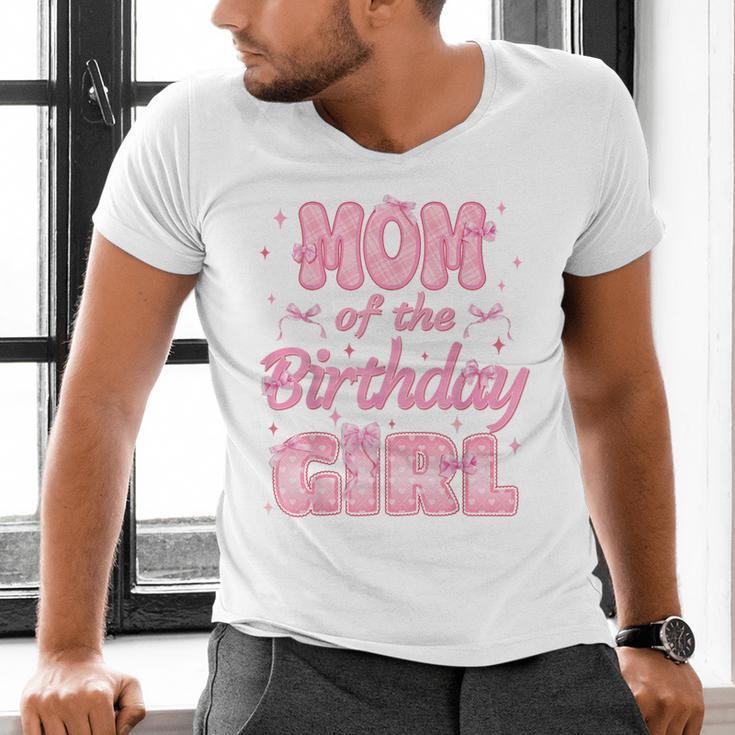 Mom And Dad Of The Birthday Girl Coquette Family Matching Men's V-Neck T-Shirt