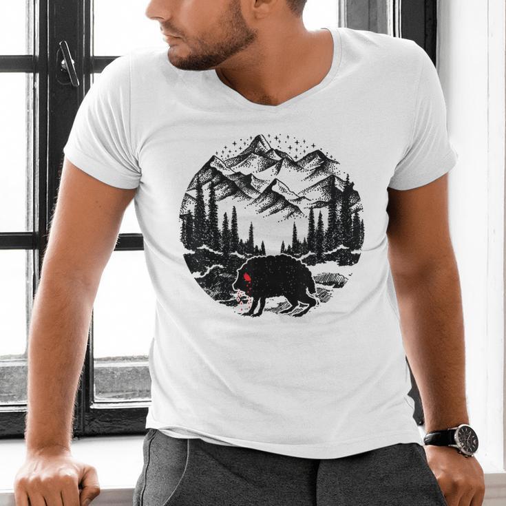 Monster Squonk In Forest Folklore Cryptid Introvert Men's V-Neck T-Shirt Monster Squonk In Forest Folklore Cryptid Introvert Men's V-Neck T-Shirt