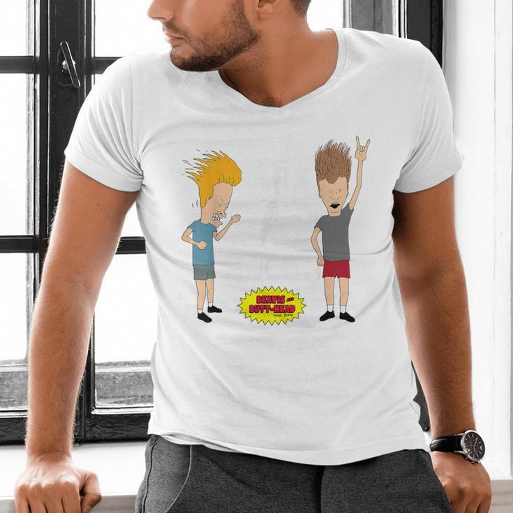 MTV Beavis And Butthead This Dad Rocks Men's V-Neck T-Shirt MTV Beavis And Butthead This Dad Rocks Men's V-Neck T-Shirt