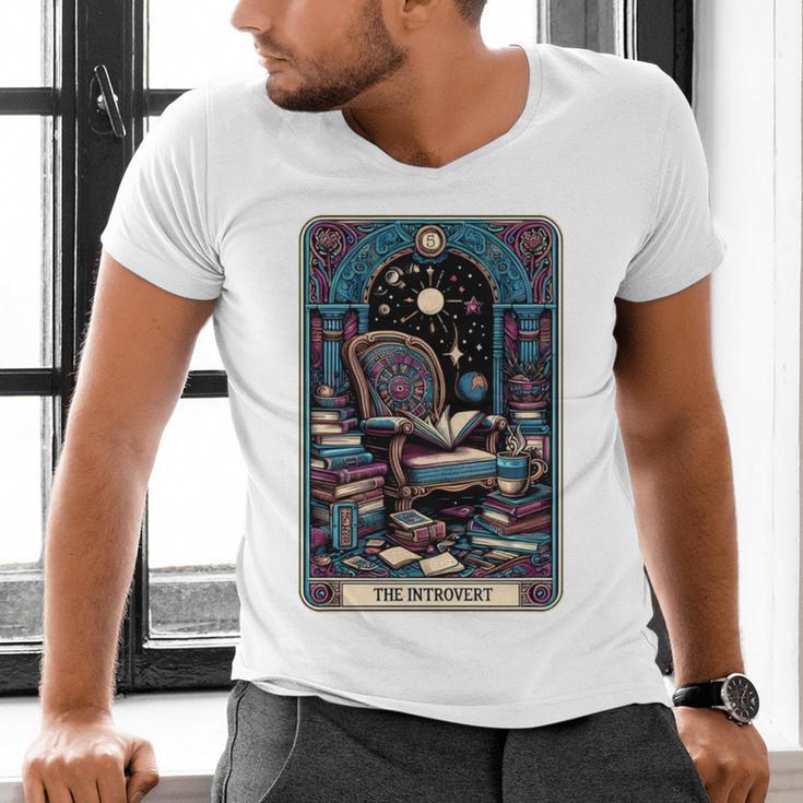 Mystical Library Book Reader The Introvert Tarot Card Men's V-Neck T-Shirt