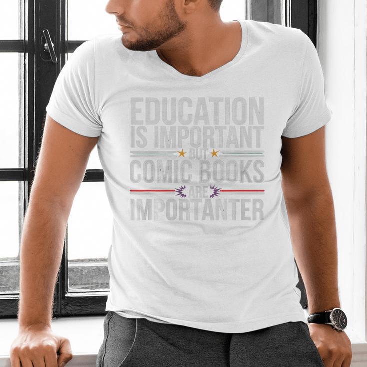 Who Needs Education Comic Books Are Importanter Premium Tri-Blend Men's V-Neck T-Shirt Who Needs Education Comic Books Are Importanter Premium Tri-Blend Men's V-Neck T-Shirt