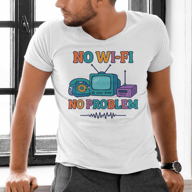 No Wi-Fi No Problem – Retro Dial Up Tech Nostalgia Premium Tri-Blend Men's V-Neck T-Shirt No Wi-Fi No Problem – Retro Dial Up Tech Nostalgia Premium Tri-Blend Men's V-Neck T-Shirt
