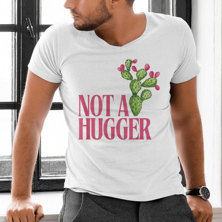 Not a Hugger Sarcastic Introvert Cactus Theme Women Men's V-Neck T-Shirt