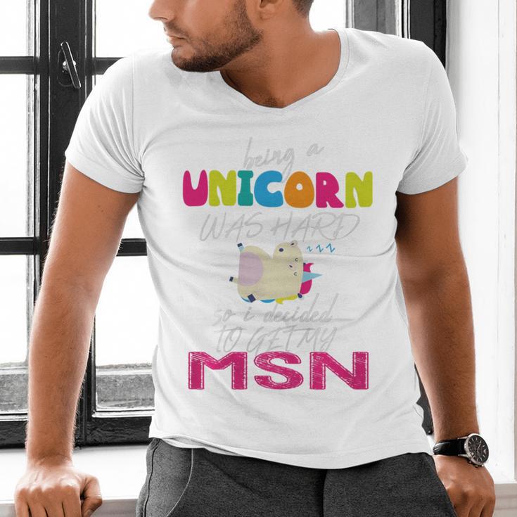 Nurse MSN Graduation Unicorn T-Shirt Nursing School Men's V-Neck T-Shirt