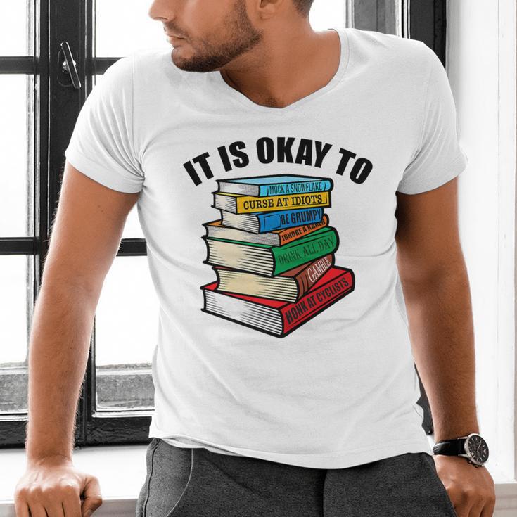 It Is Okay To Be a Grumpy Old Man Book Lover Premium Men's V-Neck T-Shirt