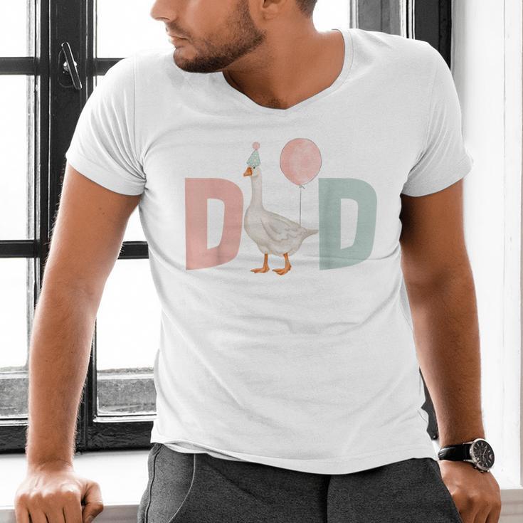One Silly Goose Dad 1st First Birthday Family Matching Party Men's V-Neck T-Shirt