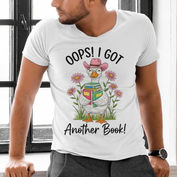 Oops I Got Another Book Cute Goose Librarian Reading Teacher Men's V-Neck T-Shirt