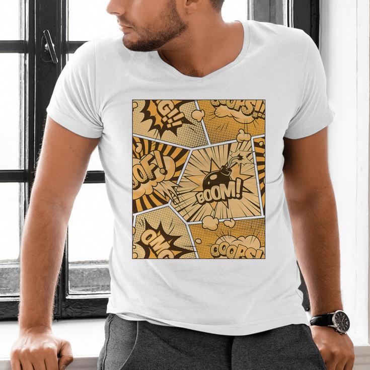 Orange Comic Book Orange Color Graphic Premium Tri-Blend Men's V-Neck T-Shirt