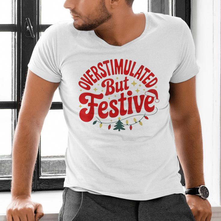 Overstimulated But Festive – Christmas Introvert Humor Men's V-Neck T-Shirt
