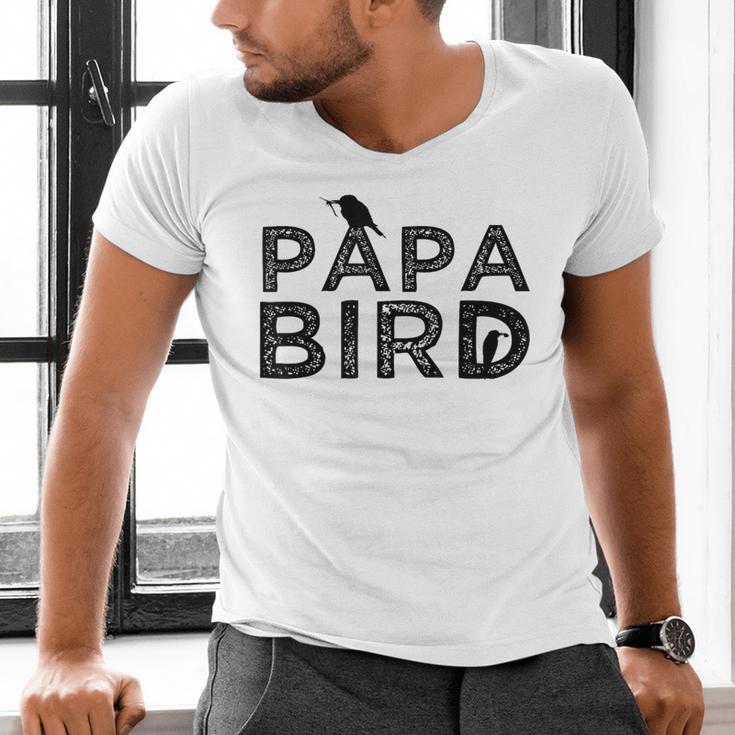 Papa Bird Father Day Dad Birds Quote Saying Men's V-Neck T-Shirt