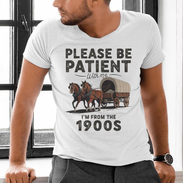 Be Patient With Me I'm From The 1900s Horse-Drawn Wagon Men's V-Neck T-Shirt