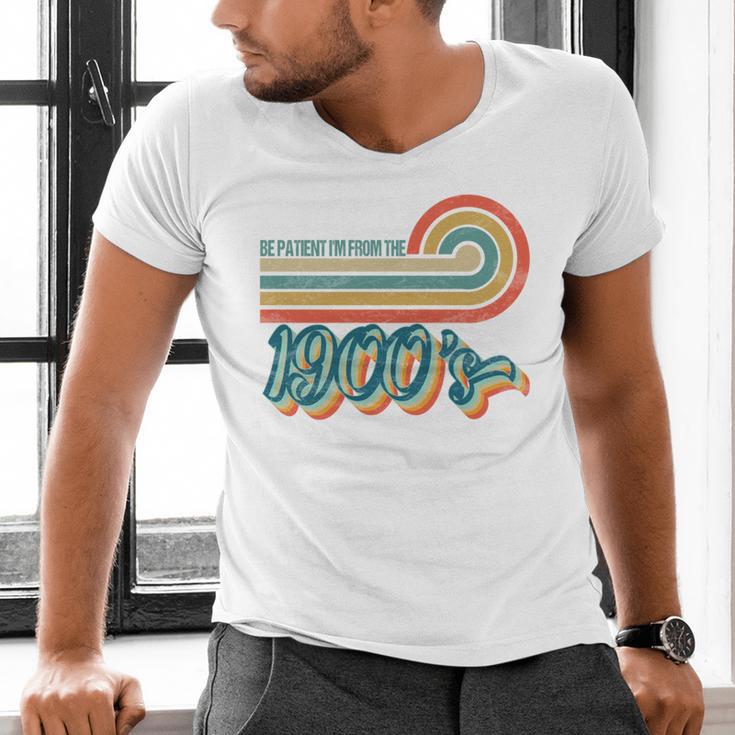 BE PATIENT I'M FROM THE 1900s RETRO SUNSET VINTAGE 90s Men's V-Neck T-Shirt BE PATIENT I'M FROM THE 1900s RETRO SUNSET VINTAGE 90s Men's V-Neck T-Shirt