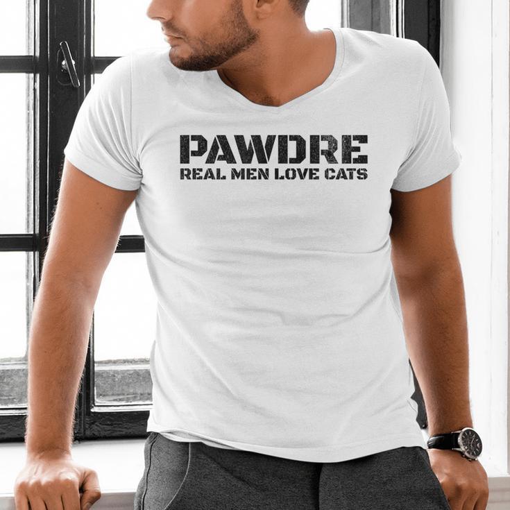 PAWDRE Real Men Love Cats Feline Father Cat Dad Men's V-Neck T-Shirt