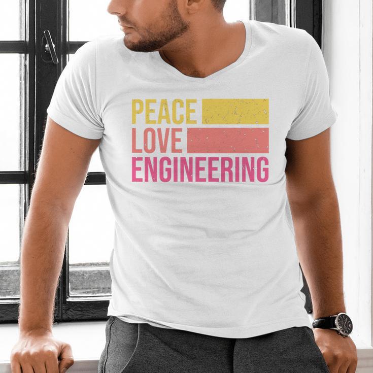 Peace Love Engineering Engineer School Graduation Retro Men's V-Neck T-Shirt