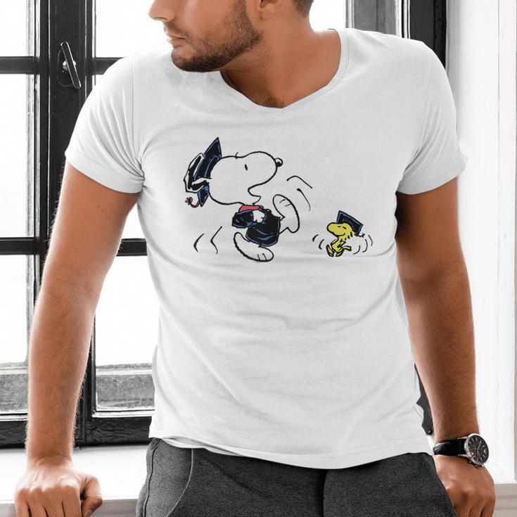 Peanuts Graduation Squad Snoopy Woodstock Raglan Baseball Tee Men's V-Neck T-Shirt